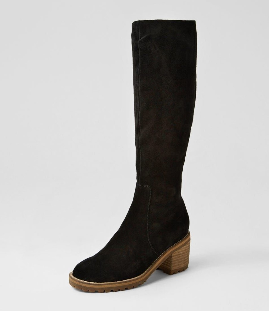 Shoes MOLLINI | Balt Black Natural Heel Suede Knee High Boots