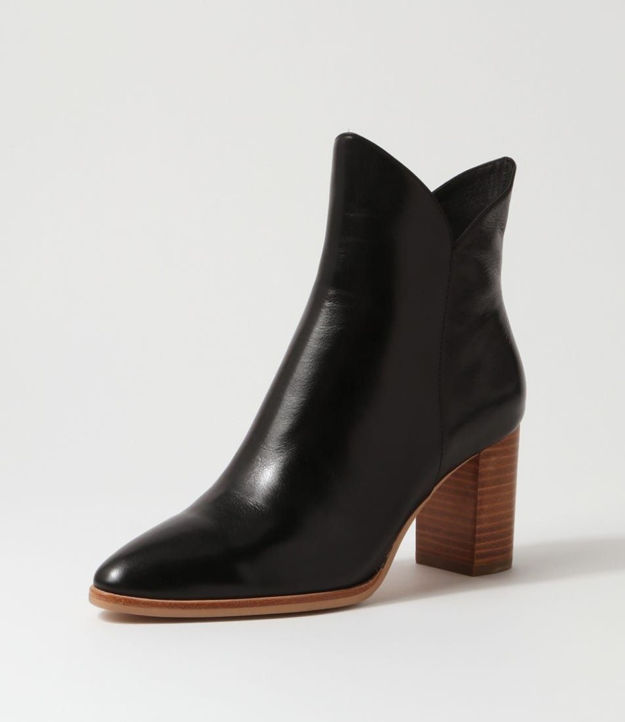 Shoes DJANGO & JULIETTE | Astronomy Black Natural Heel Leather Ankle Boots