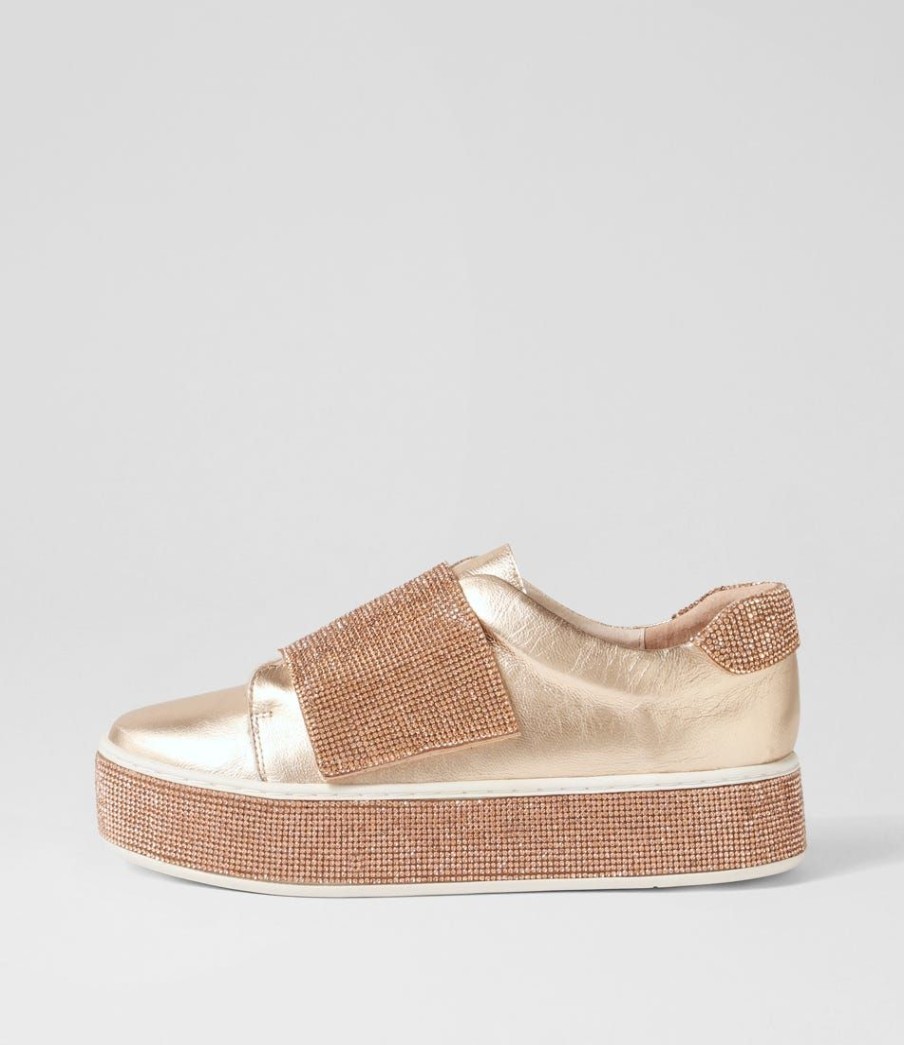 Shoes TOP END | Nellee Champagne Leather Jewels Sneakers