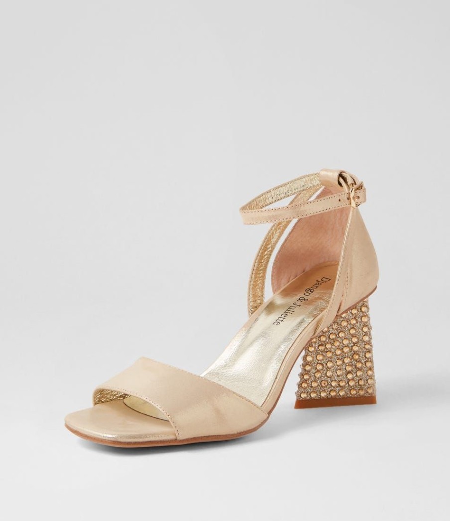 Shoes DJANGO & JULIETTE | Laixi Gold Shimmer Leather Jewels Sandals