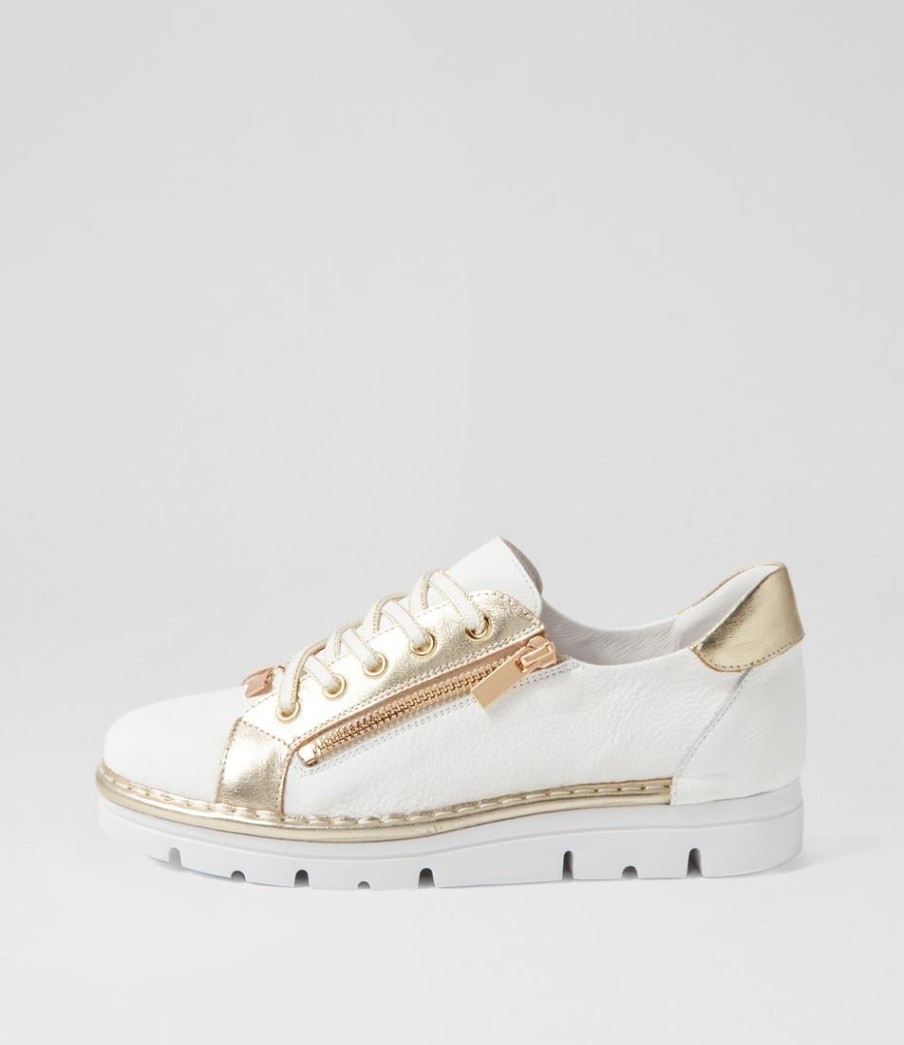 Shoes TOP END | Elos White Gold Leather Sneakers