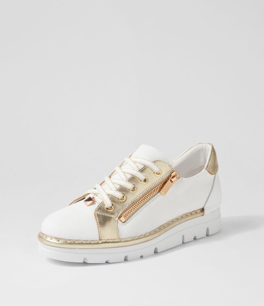 Shoes TOP END | Elos White Gold Leather Sneakers