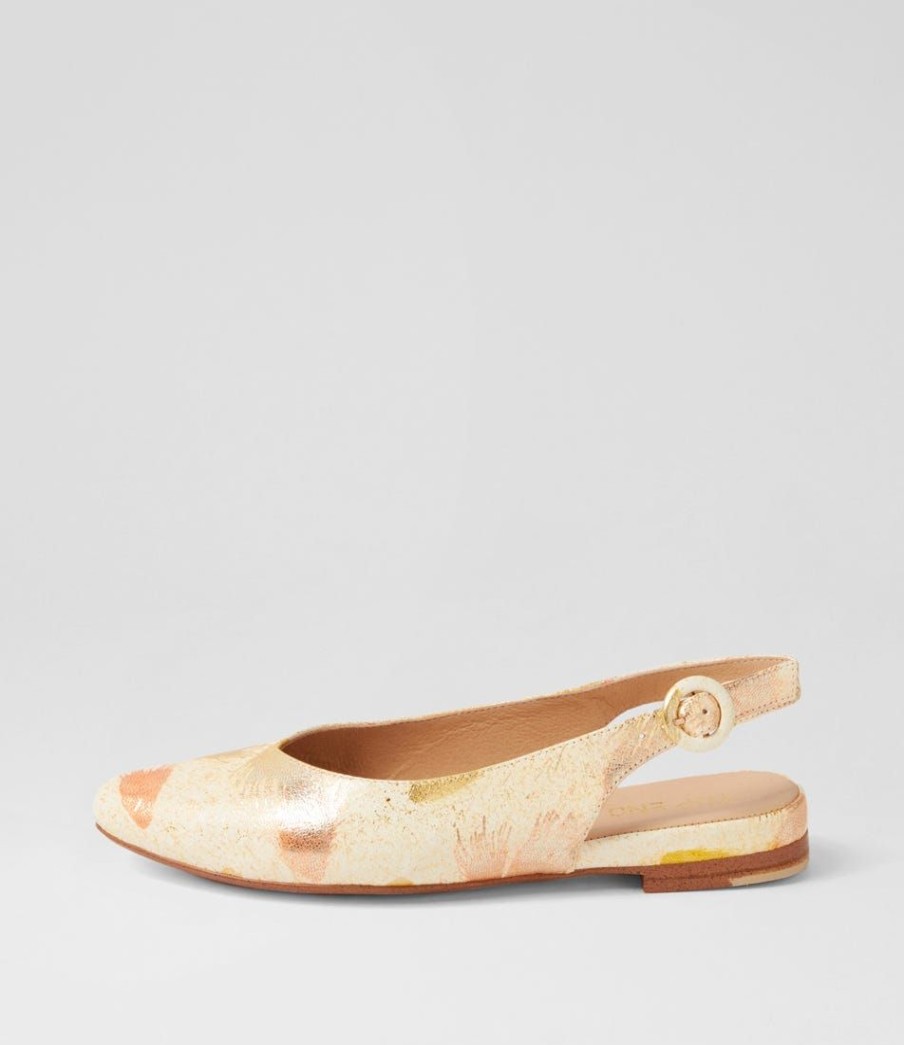 Shoes TOP END | Fairy Orange Yellow Splash Leather Flat Shoes