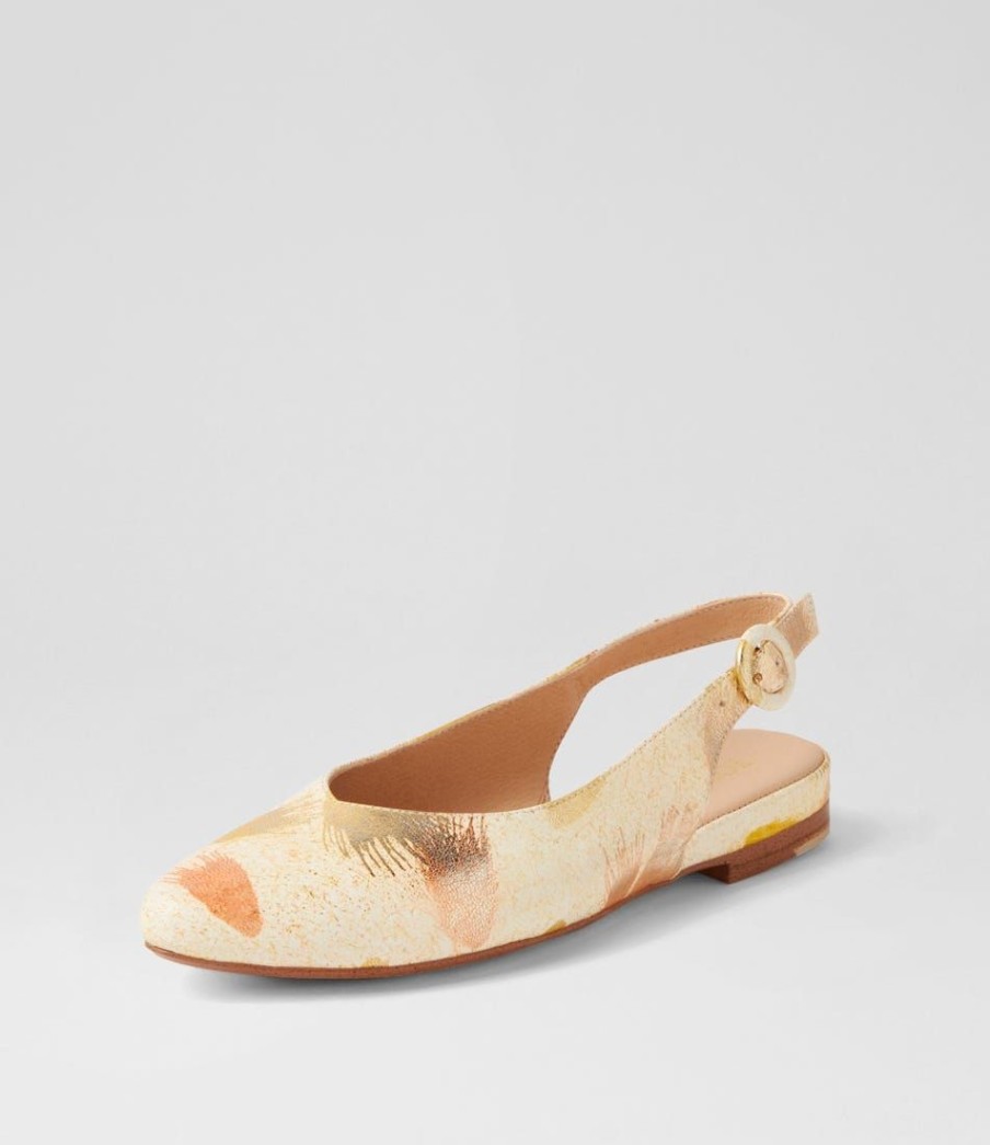 Shoes TOP END | Fairy Orange Yellow Splash Leather Flat Shoes