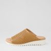 Shoes TOP END | Gloriah Dark Tan White Leather Slides