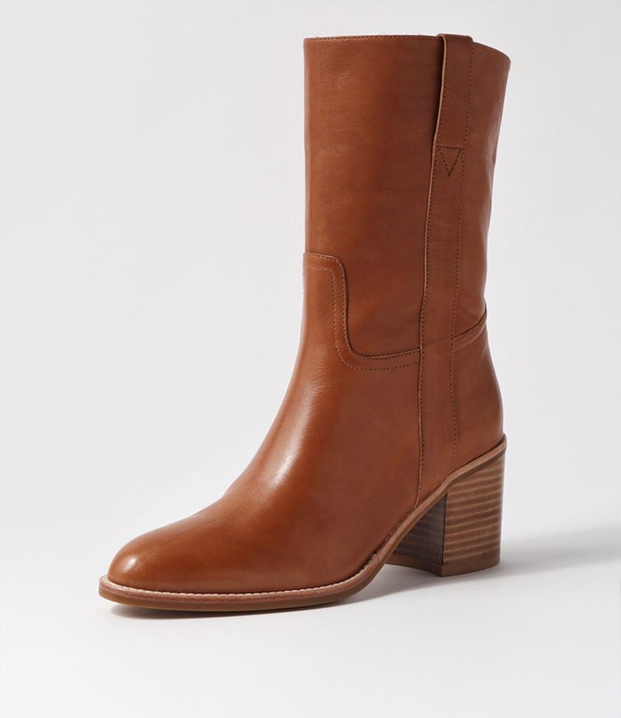 Shoes MOLLINI | Chelsi Tan Natural Heel Leather Calf Boots