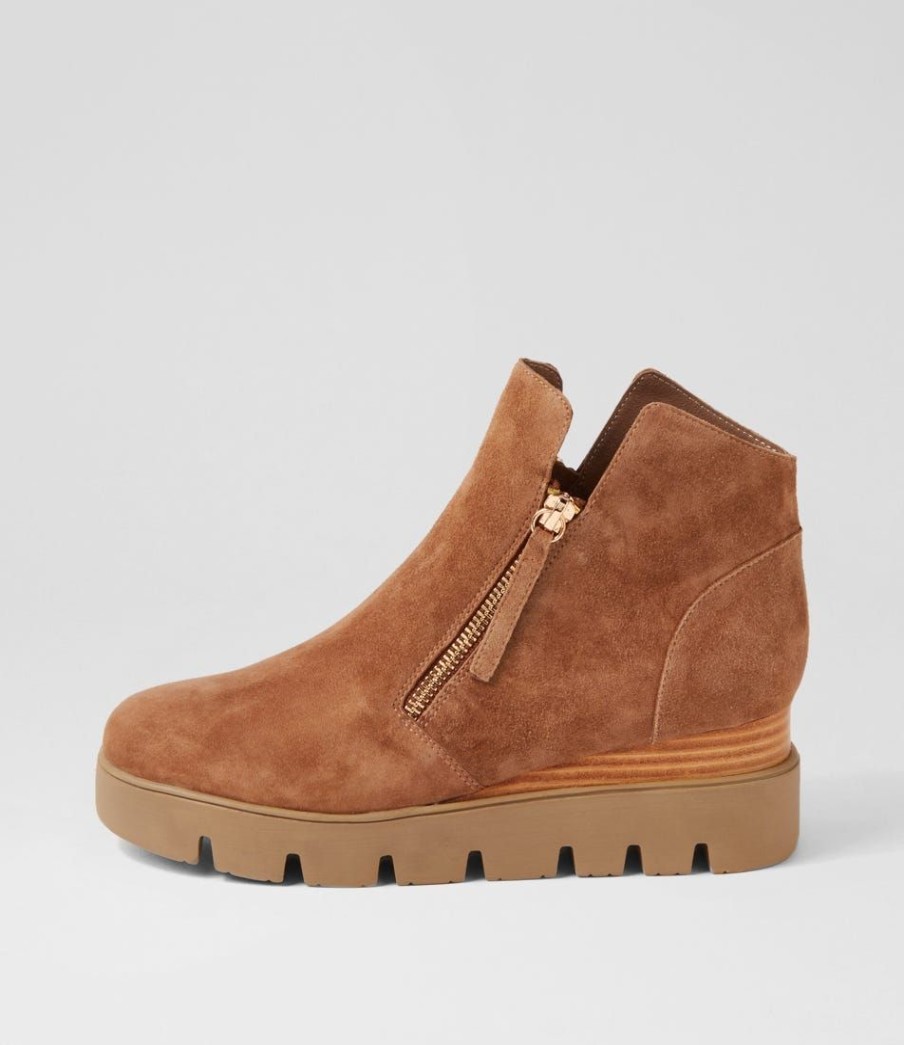 Shoes DJANGO & JULIETTE | Radio Light Choc Natural Dark Taupe Suede Ankle Boots