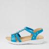 Shoes ZIERA | Ulover W Turquoise Leather Elastic Sandals