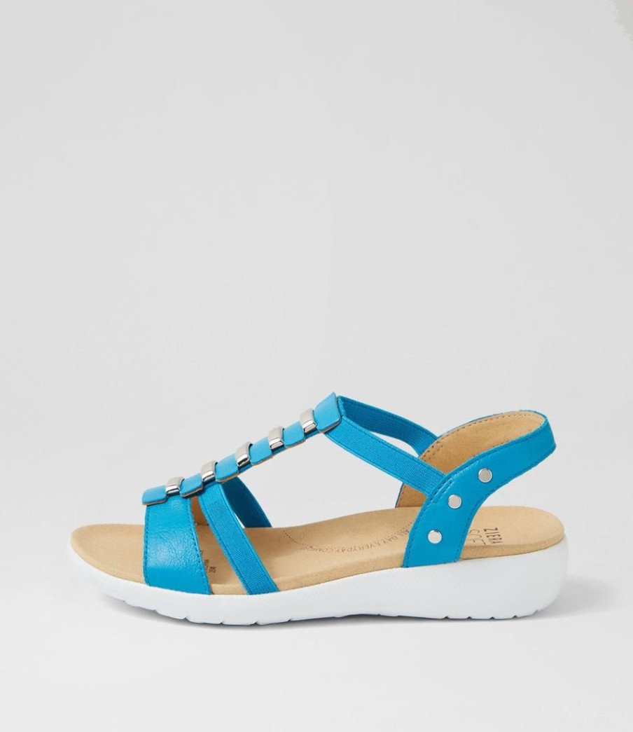 Shoes ZIERA | Ulover W Turquoise Leather Elastic Sandals