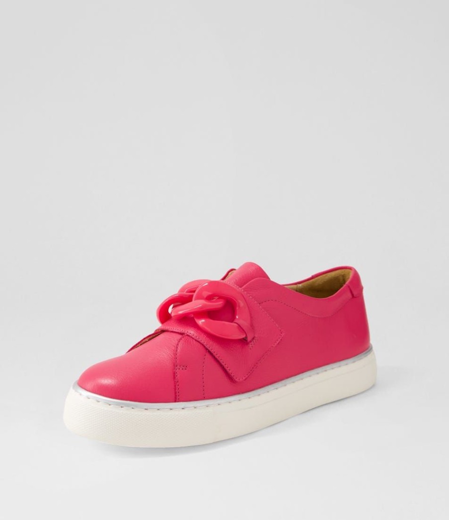 Shoes ZIERA | Peeko Xf Bright Pink Leather Sneakers