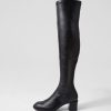 Shoes TOP END | Elenor Black Mix Stretch Knee High Boots