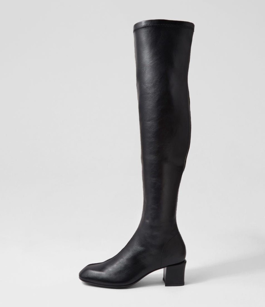 Shoes TOP END | Elenor Black Mix Stretch Knee High Boots