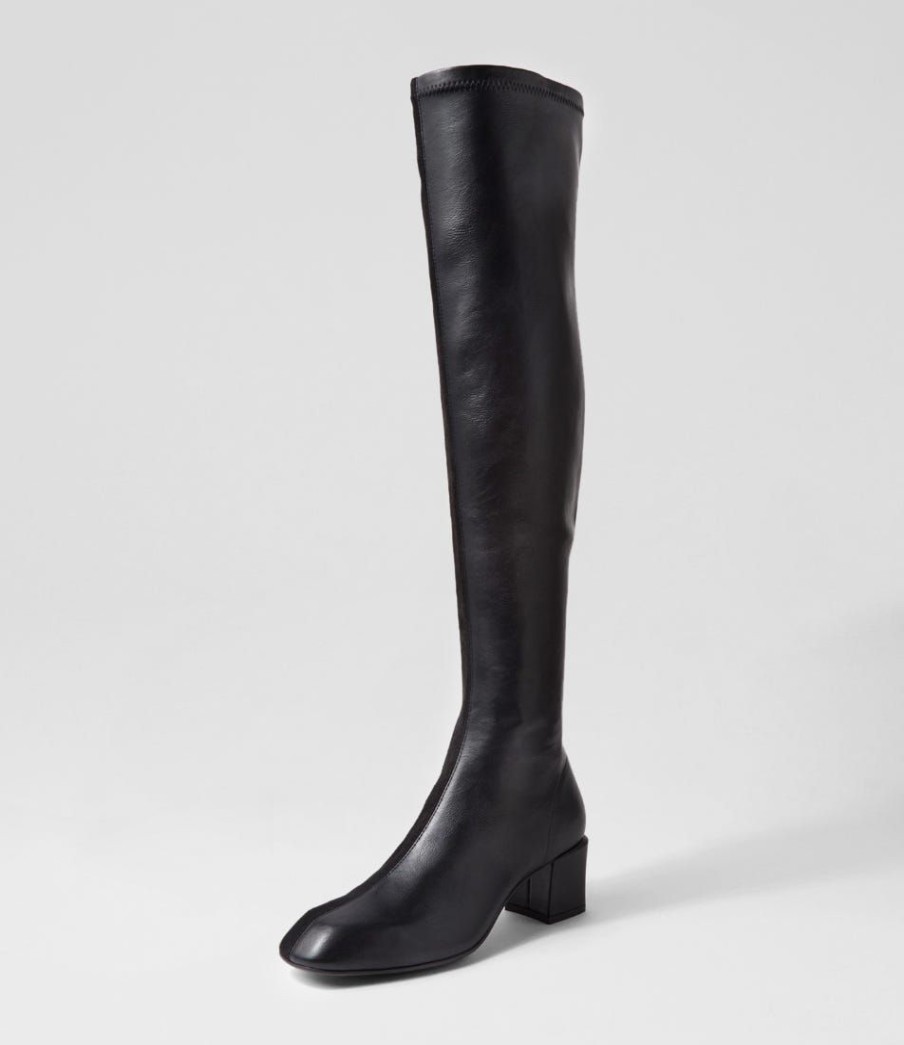 Shoes TOP END | Elenor Black Mix Stretch Knee High Boots