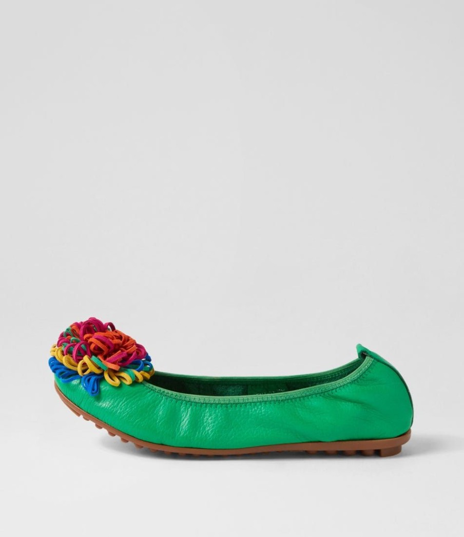 Shoes DJANGO & JULIETTE | Benz Bright Emerald Leather Suede Ballet Flats