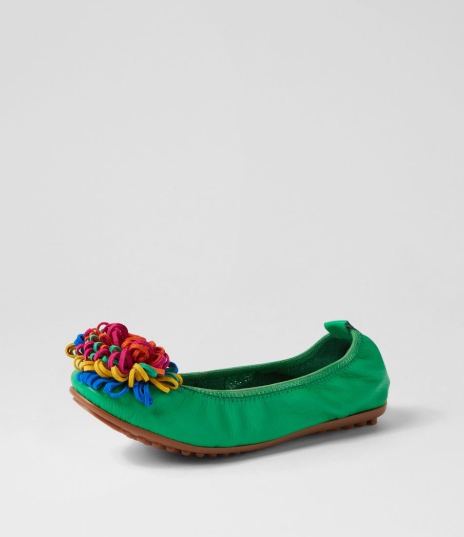 Shoes DJANGO & JULIETTE | Benz Bright Emerald Leather Suede Ballet Flats