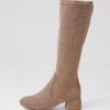 Shoes DJANGO & JULIETTE | Chevy Dark Taupe Microsuede Knee High Boots