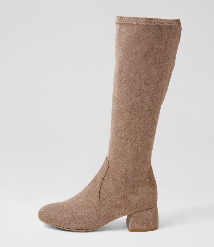 Shoes DJANGO & JULIETTE | Chevy Dark Taupe Microsuede Knee High Boots