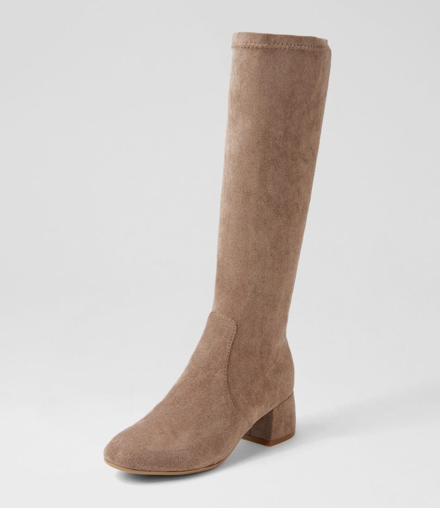 Shoes DJANGO & JULIETTE | Chevy Dark Taupe Microsuede Knee High Boots