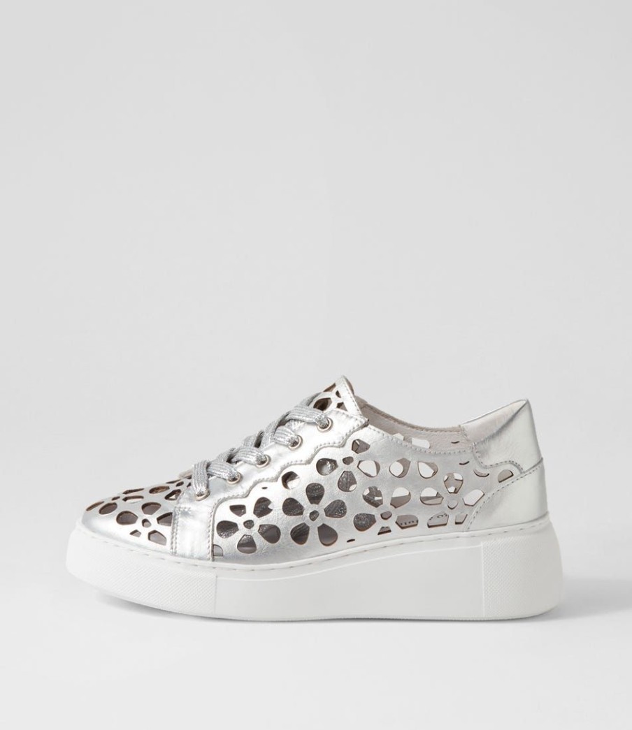 Shoes DJANGO & JULIETTE | Yarry Silver White Leather Sneakers