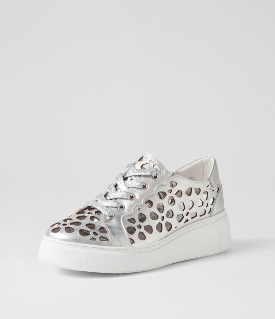 Shoes DJANGO & JULIETTE | Yarry Silver White Leather Sneakers