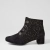 Shoes ZIERA | Knox W Black Sparkle Suede Lace Up Boots