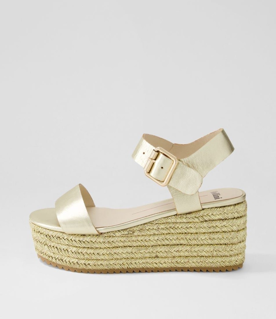 Shoes MOLLINI | Noless Pale Gold Leather Rope Espadrilles