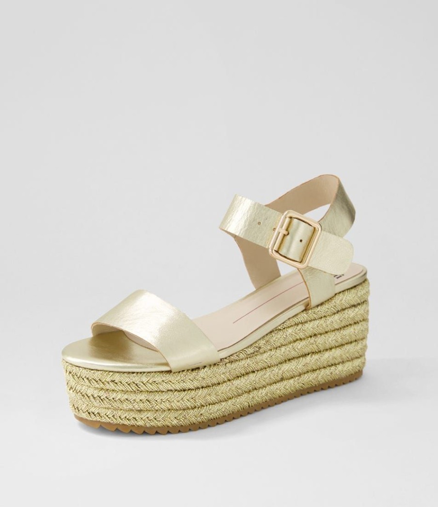 Shoes MOLLINI | Noless Pale Gold Leather Rope Espadrilles