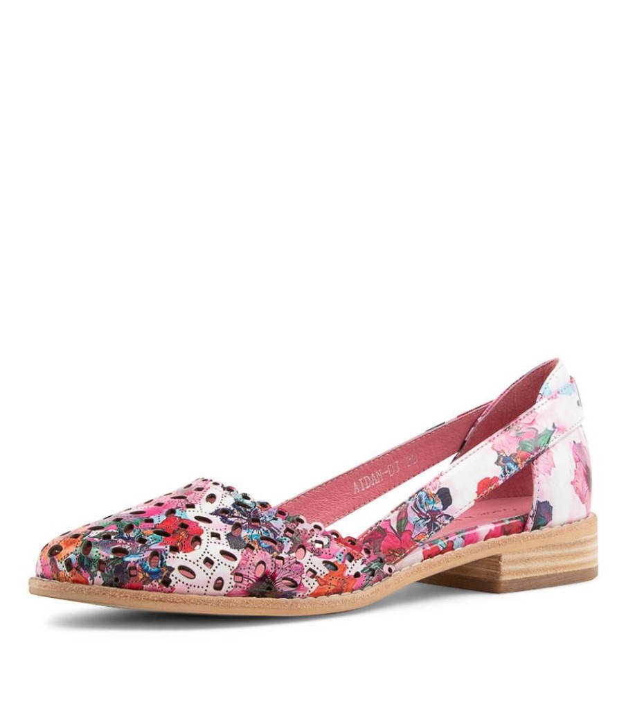 Shoes DJANGO & JULIETTE | Aidan Poppy Print Leather Flat Shoes