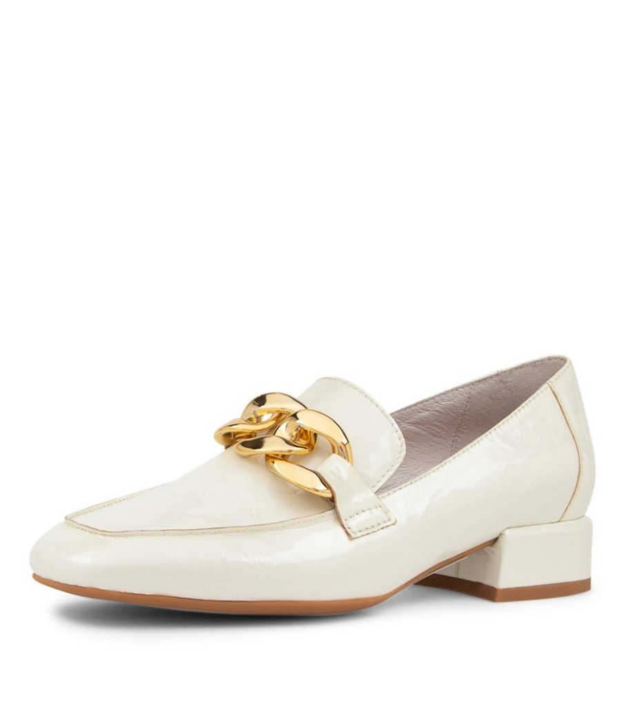 Shoes DJANGO & JULIETTE | Vivandy White Shrunken Patent Heels