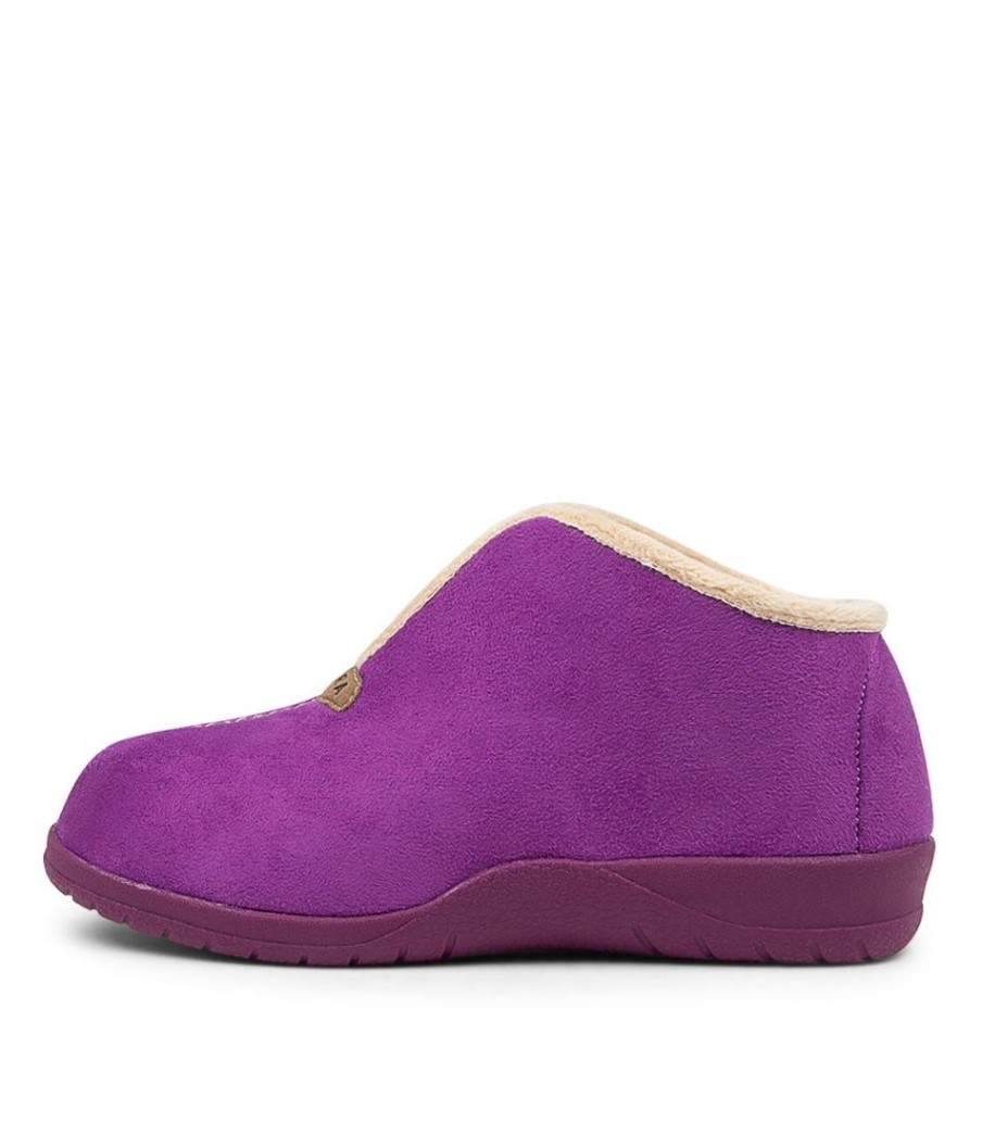 Shoes ZIERA | Cuddles W Purple Microsuede Slippers