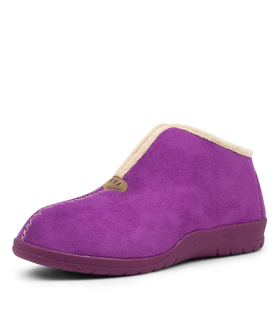 Shoes ZIERA | Cuddles W Purple Microsuede Slippers