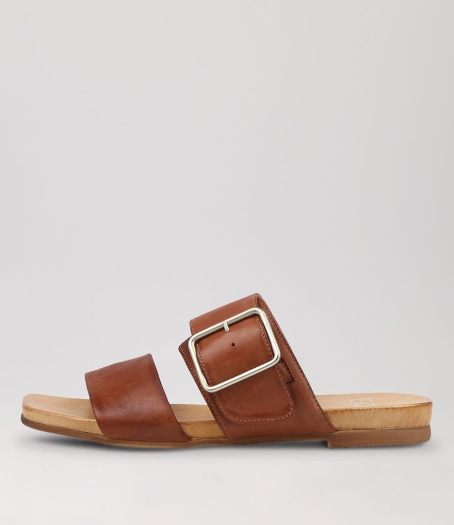 Shoes EOS | Dallas Brandy Leather Slides