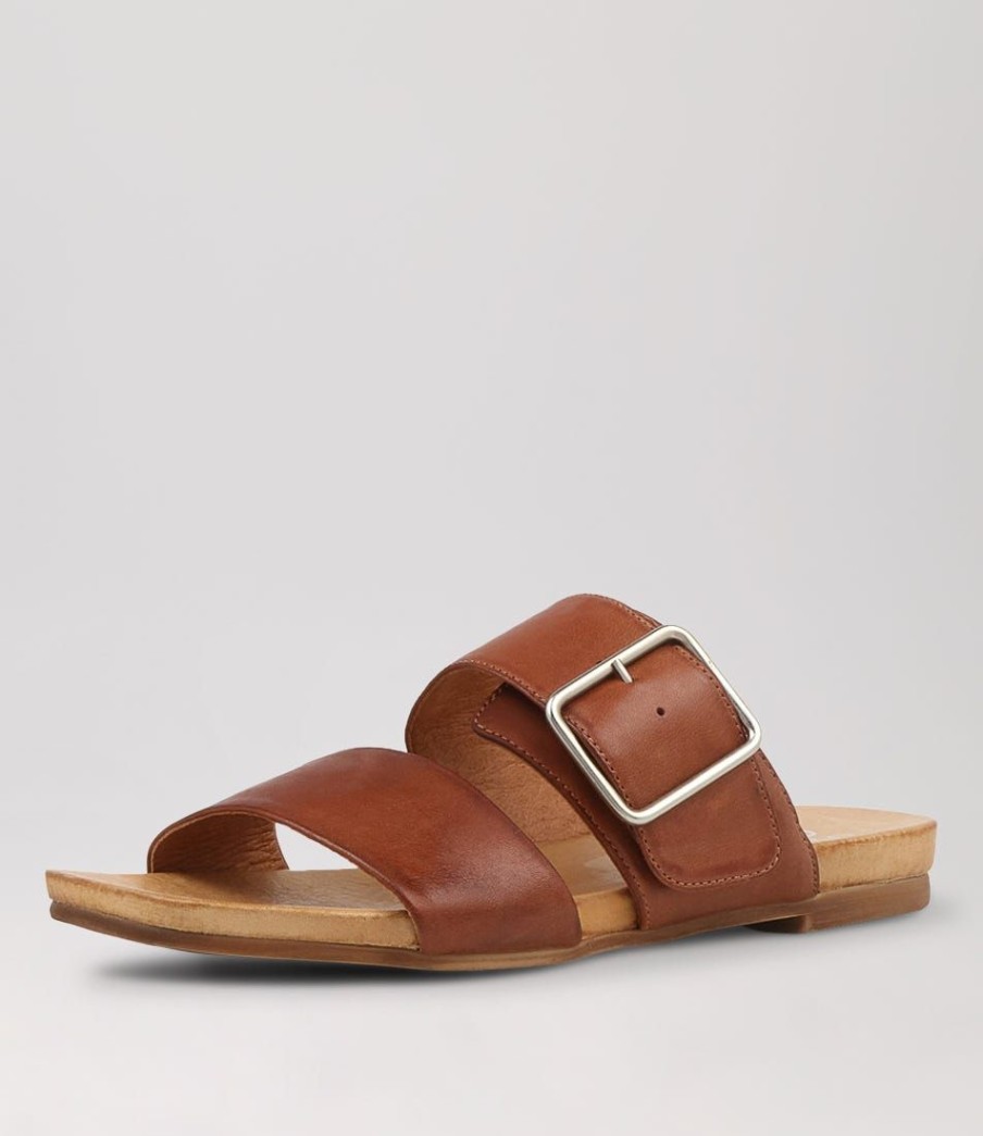 Shoes EOS | Dallas Brandy Leather Slides