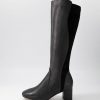 Shoes DIANA FERRARI | Imani Black Leather Stretch Microsuede Knee High Boots