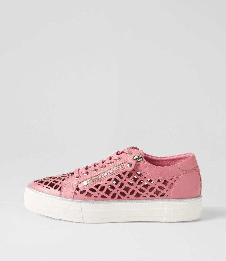 Shoes DJANGO & JULIETTE | Flynng Pretty Pink White Leather Sneakers