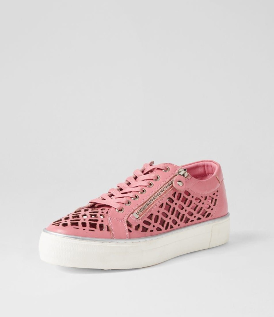 Shoes DJANGO & JULIETTE | Flynng Pretty Pink White Leather Sneakers