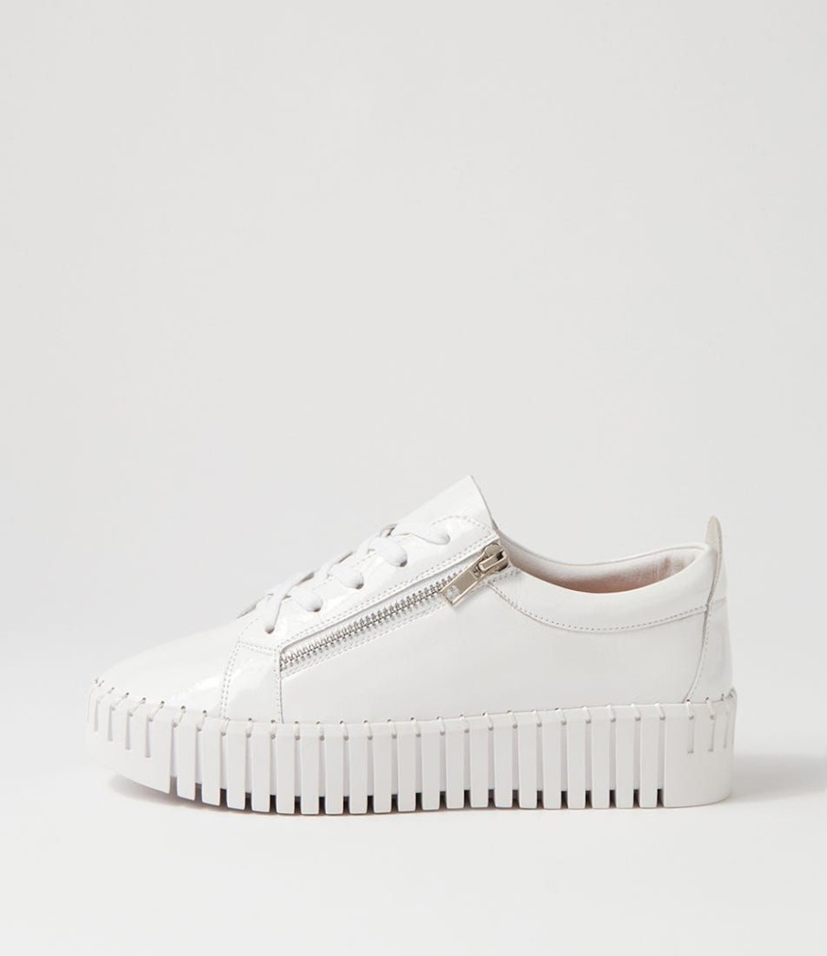 Shoes DJANGO & JULIETTE | Bump White Patent Leather Sneakers