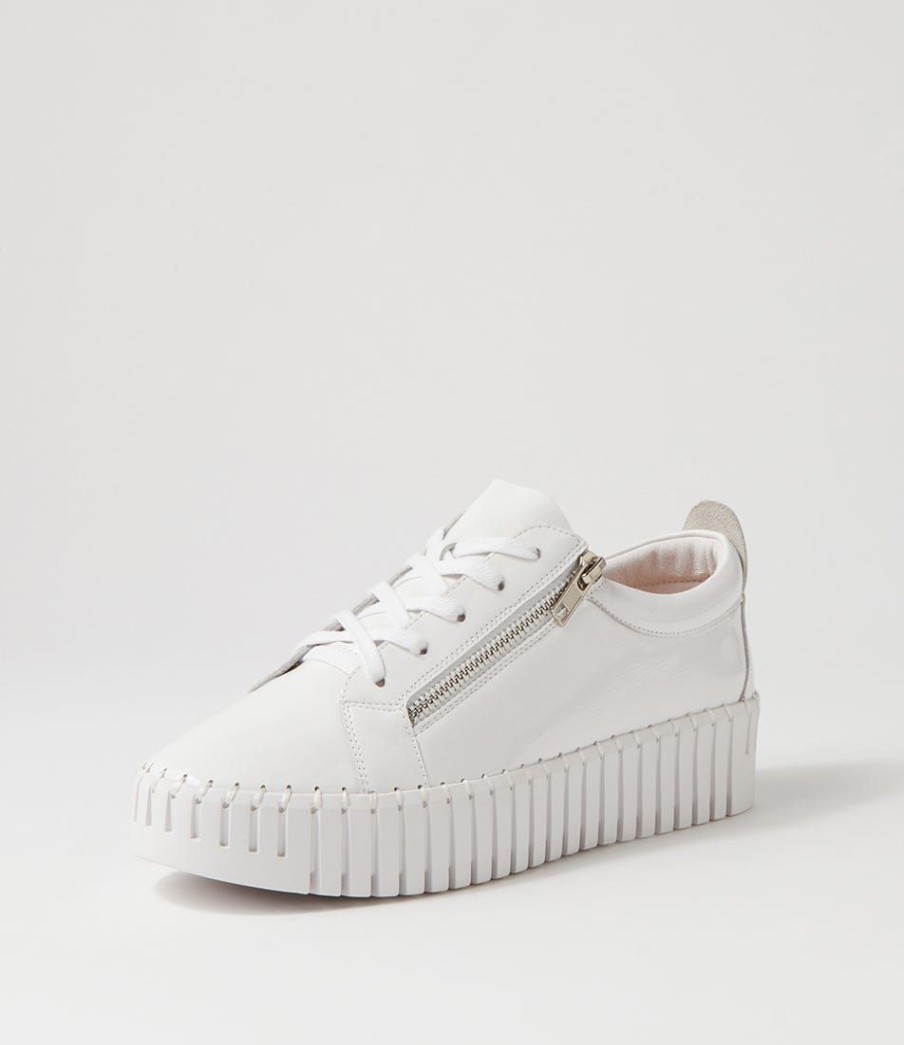 Shoes DJANGO & JULIETTE | Bump White Patent Leather Sneakers