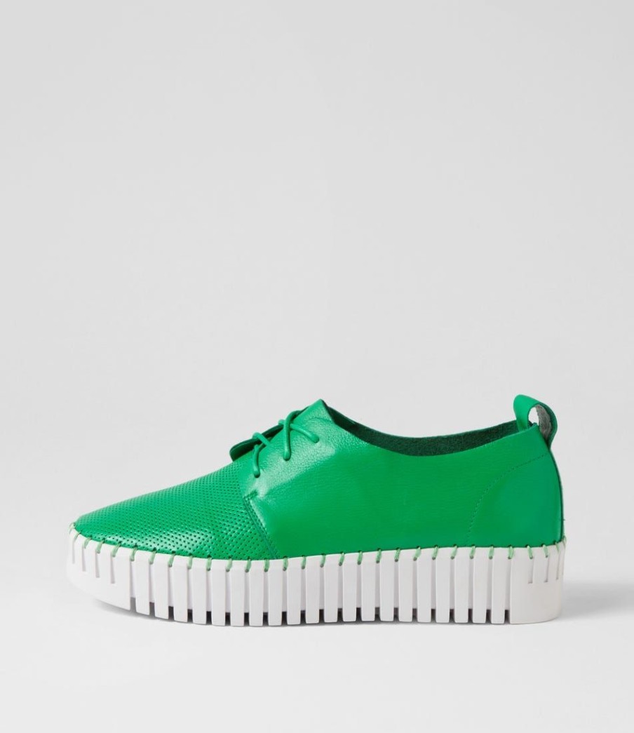 Shoes DJANGO & JULIETTE | Batu Bright Emerald White Leather Sneakers