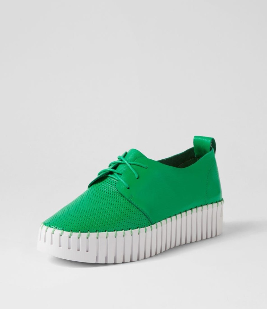 Shoes DJANGO & JULIETTE | Batu Bright Emerald White Leather Sneakers