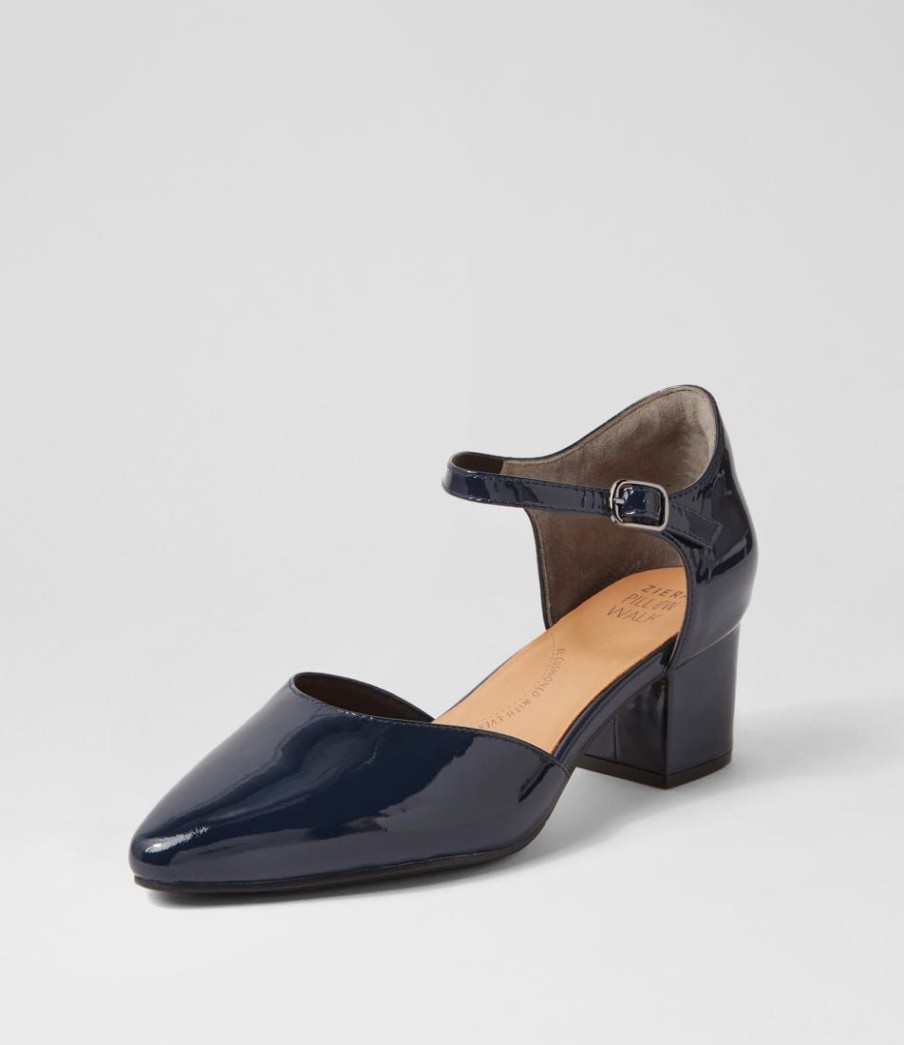 Shoes ZIERA | Vitor Xw Navy Patent Leather Heels