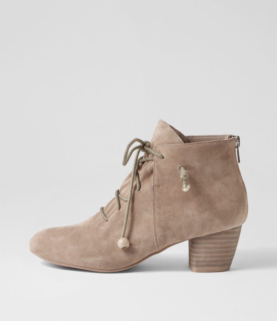 Shoes DJANGO & JULIETTE | Defreeze Taupe Suede Lace Up Boots