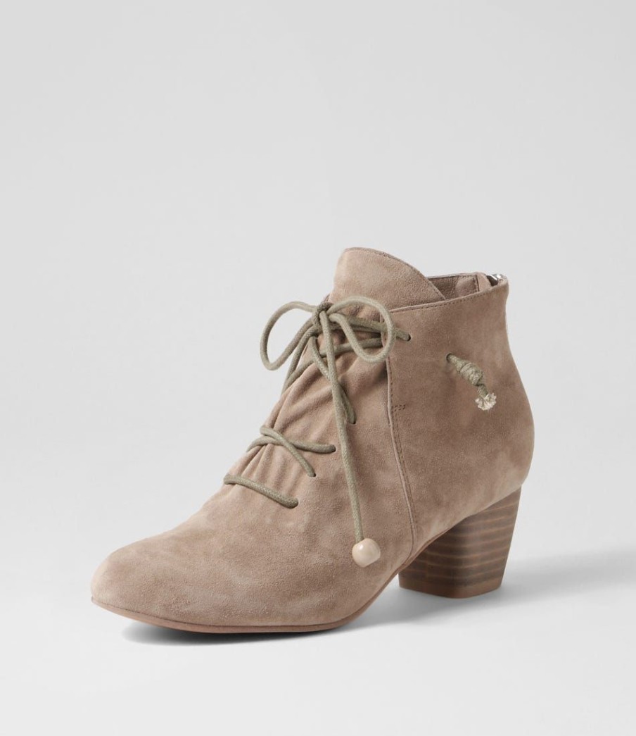 Shoes DJANGO & JULIETTE | Defreeze Taupe Suede Lace Up Boots