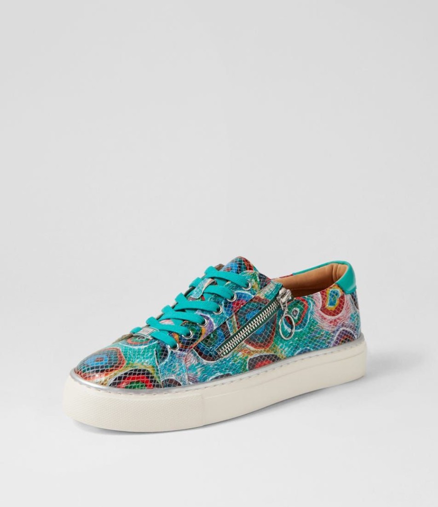 Shoes ZIERA | Pamela Xf Bright Patch Light Emerald Leather Sneakers