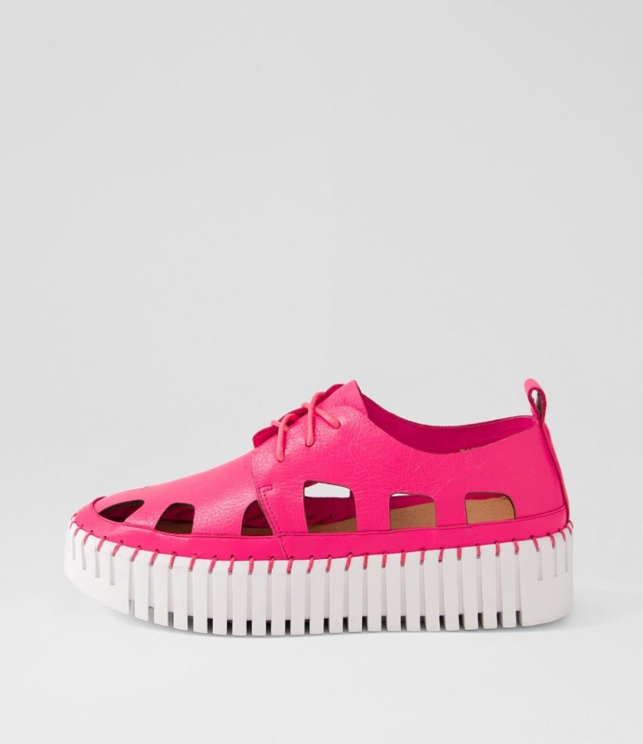 Shoes DJANGO & JULIETTE | Bahar Hot Pink White Leather Sneakers