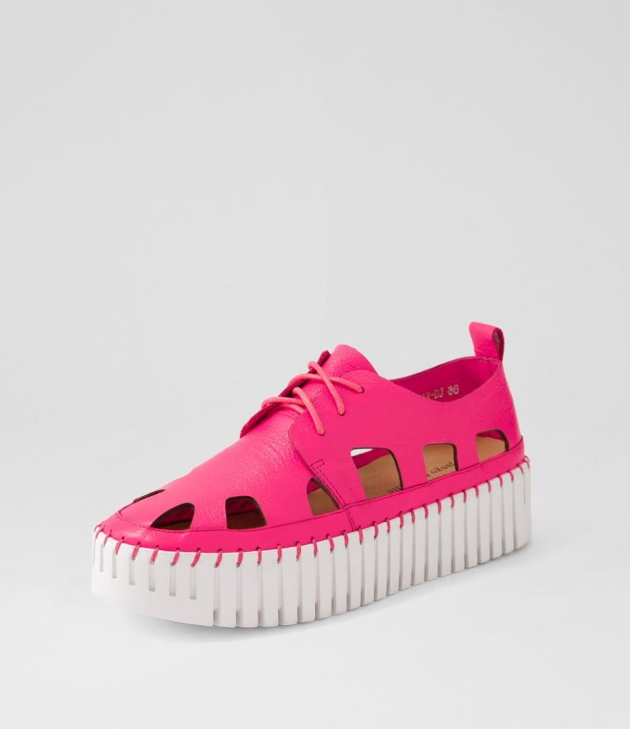 Shoes DJANGO & JULIETTE | Bahar Hot Pink White Leather Sneakers