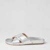 Shoes ROLLIE | Tide Cross Slide Silver Leather Slides