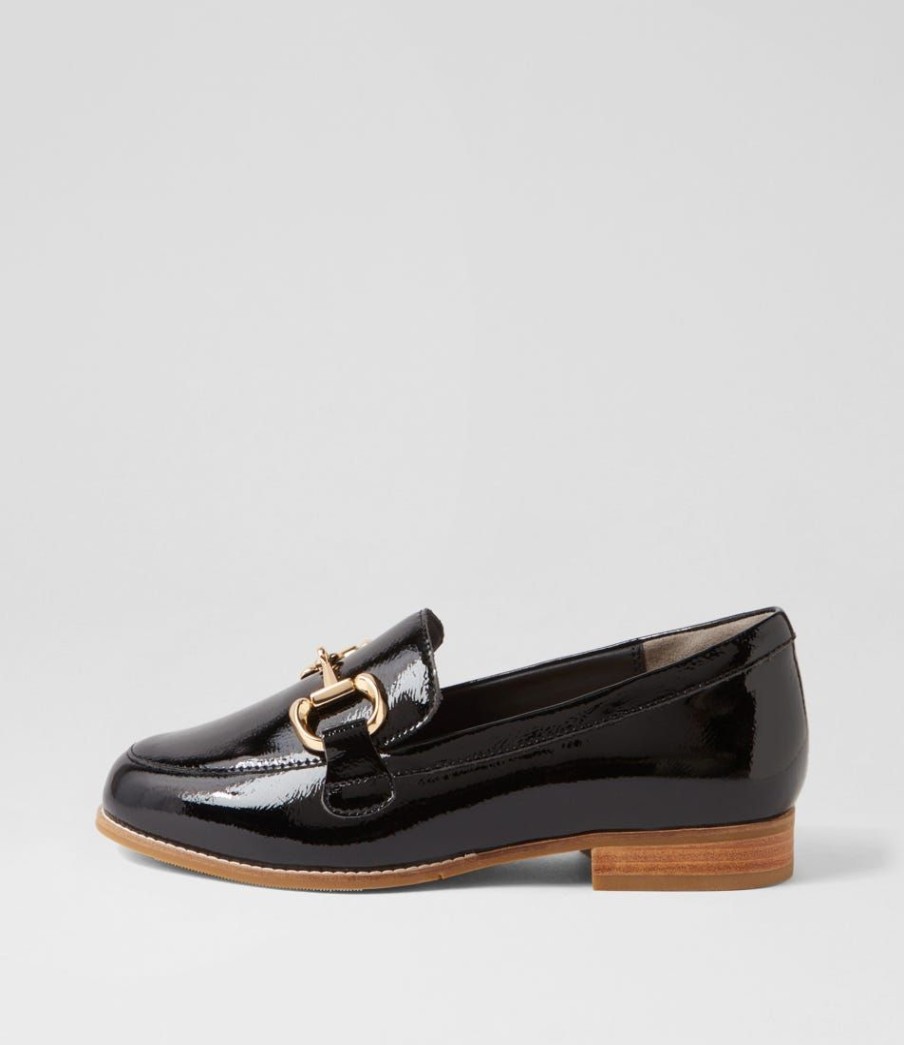 Shoes ZIERA | Tucci Xf Black Wrinkle Patent Loafers