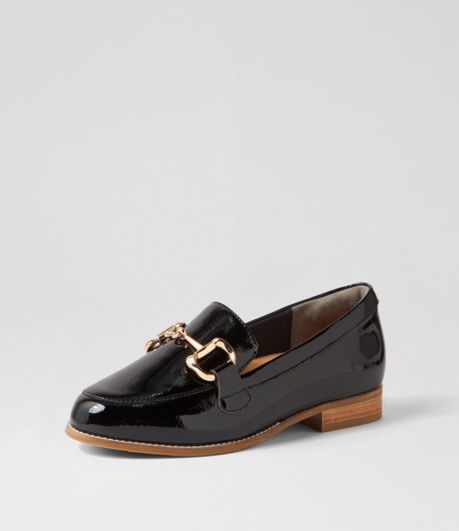 Shoes ZIERA | Tucci Xf Black Wrinkle Patent Loafers