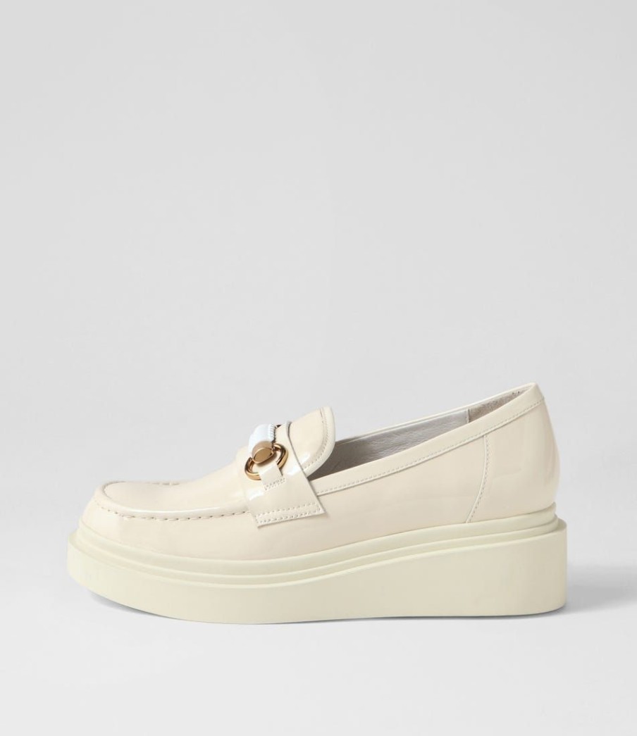 Shoes TOP END | Zidaz Off White Patent Leather Loafers